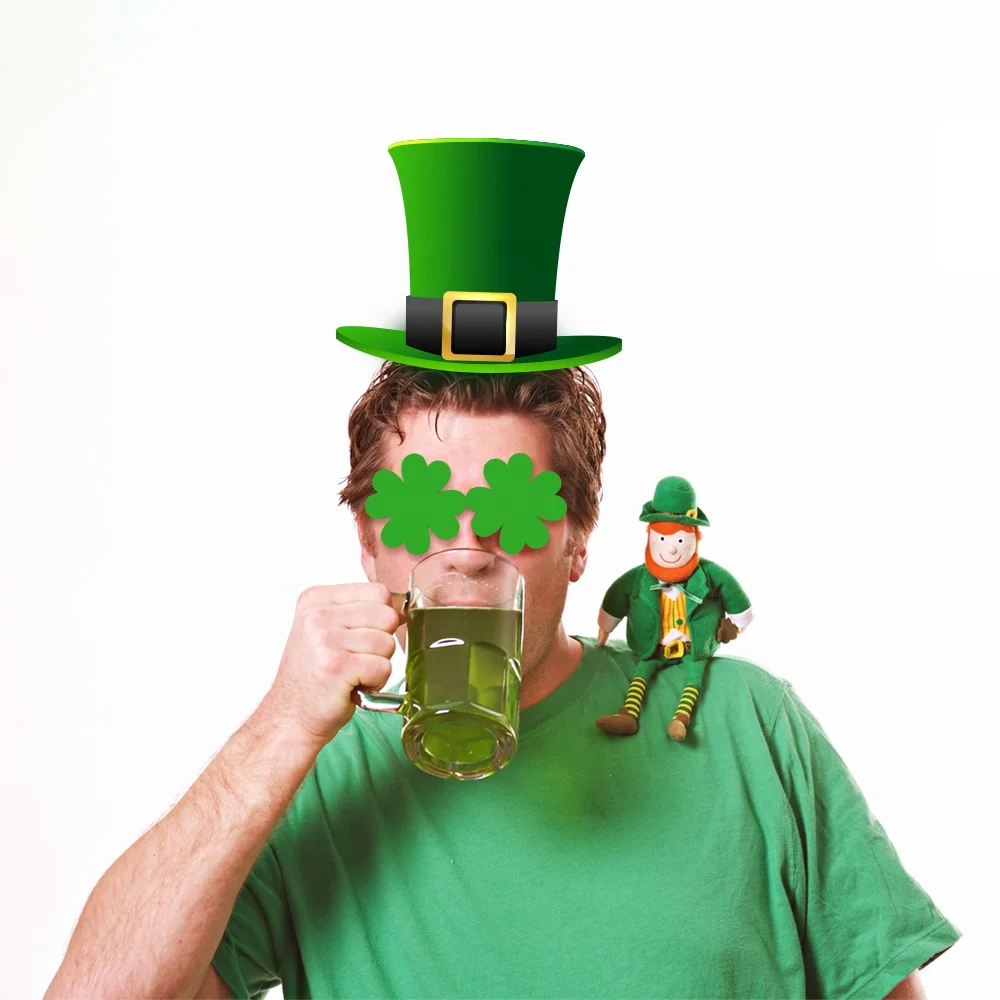 Набор для фотосъемки HUANCAI ко Дню Св. Патрика, комплект реквизита счастливого ирландского шамбола, набор «сделай сам» для украшения ирландской вечеринки
