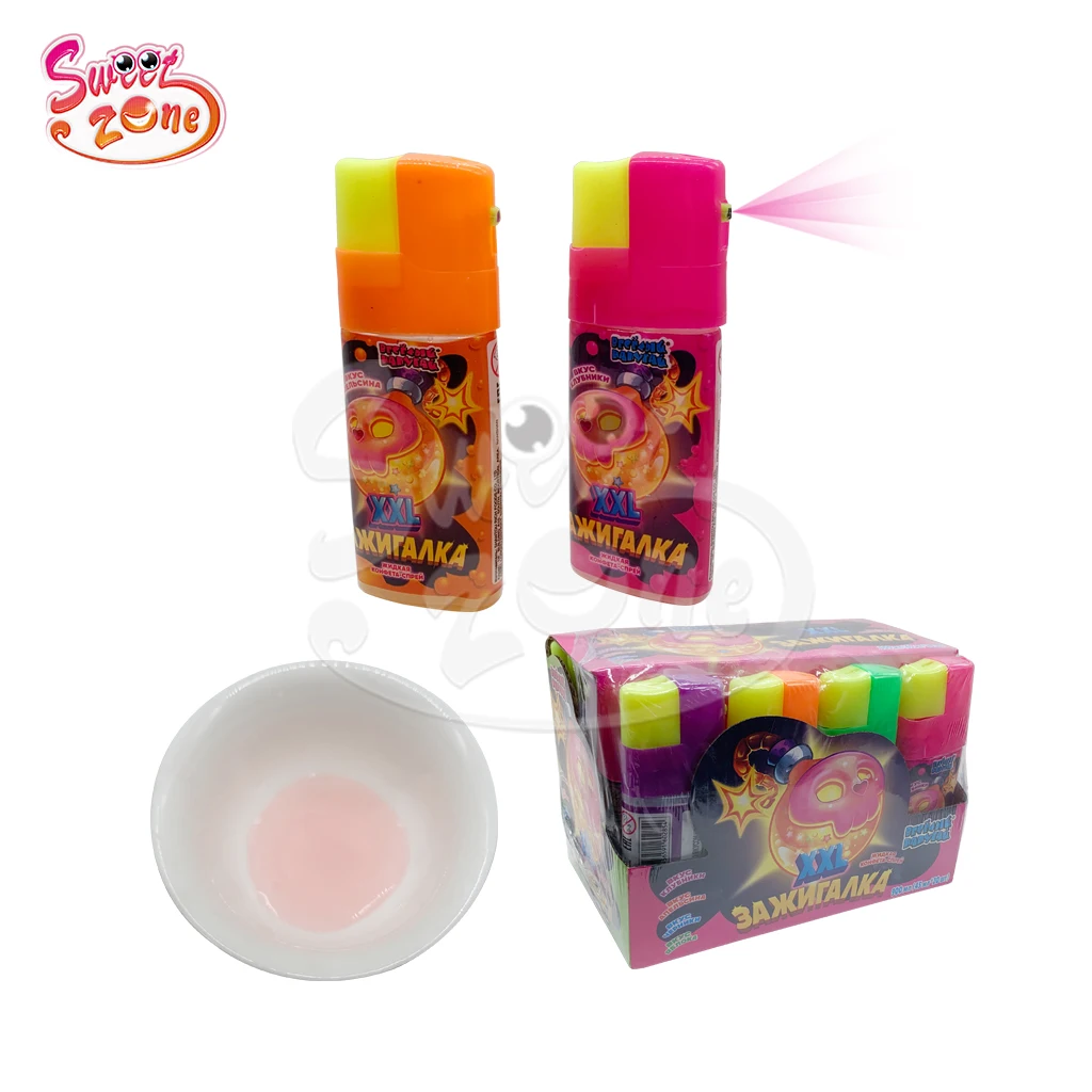 Wholesale sweet sour candy colorful fruit lighter spray candy toys candy