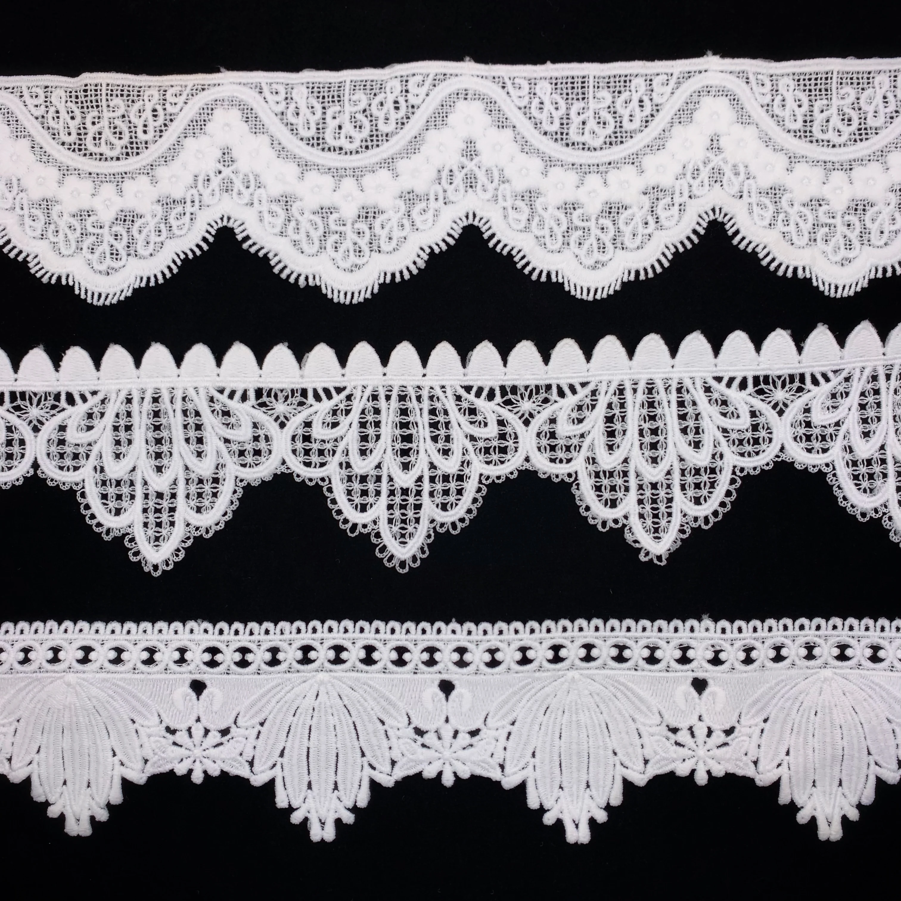 Wholesale Kg stock Fashion White Polyester Milk Silk Guipure Lace trim