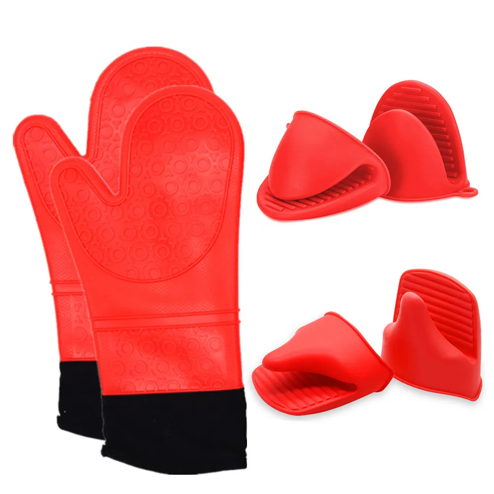 Heat Resistant Mini Silicone Oven Gloves Mitts Pinch Grips Mitts Potholder for Kitchen Cooking & Baking