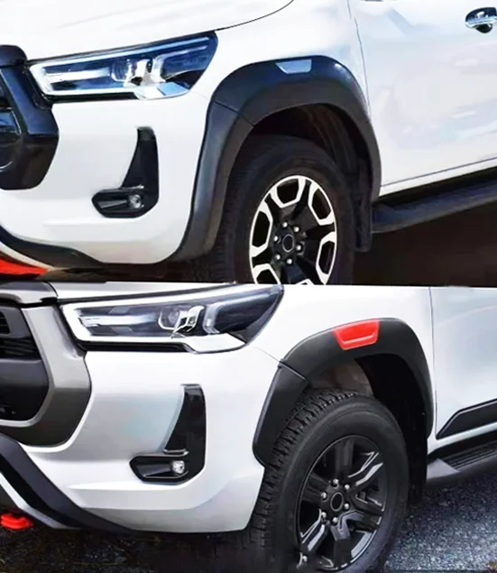 Автомобильные запчасти 4X4 оригинальные аксессуары Длинные колесные брови для Toyota Hilux Revo 2021 + черные щитки крыльев