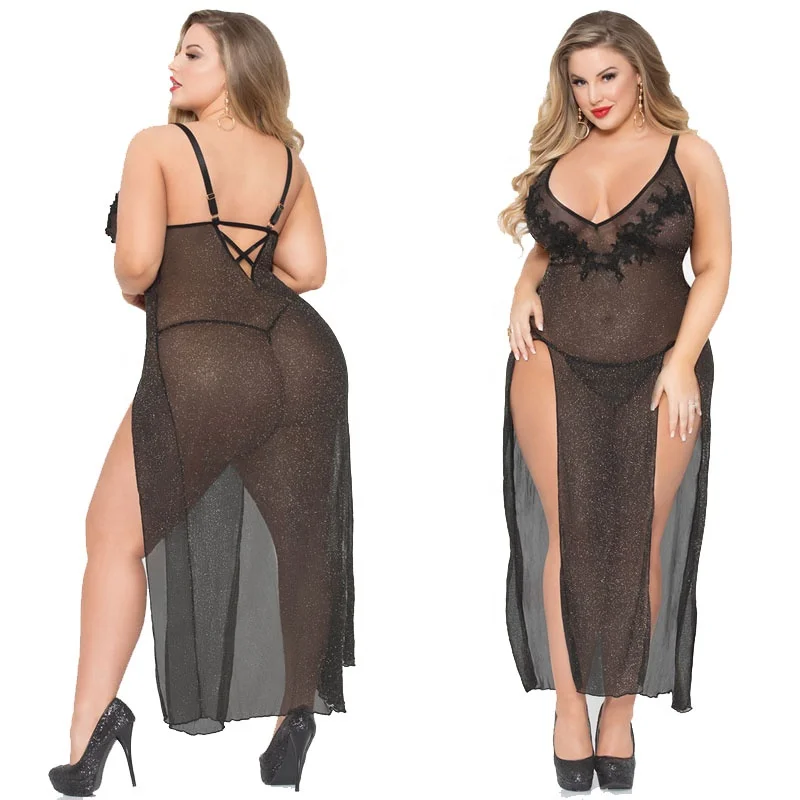 See through dress night sexy ropa nude sex photo women sexy lingerie plus size lingerie 4xl 5xl 6xl 7xl lenceria-china-por-mayor