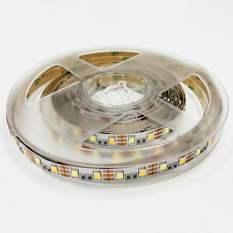 3.7V SMD2835 100leds per meter two color led flexible strip light cool white and warm white double color led rope light with 8mm