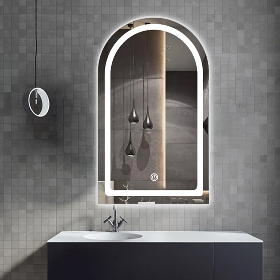 New Arrival Cosmetic Mirror Make-Up Bath Mirror Half Round Salon Energy Saving Smart Led Bathroom Mirror