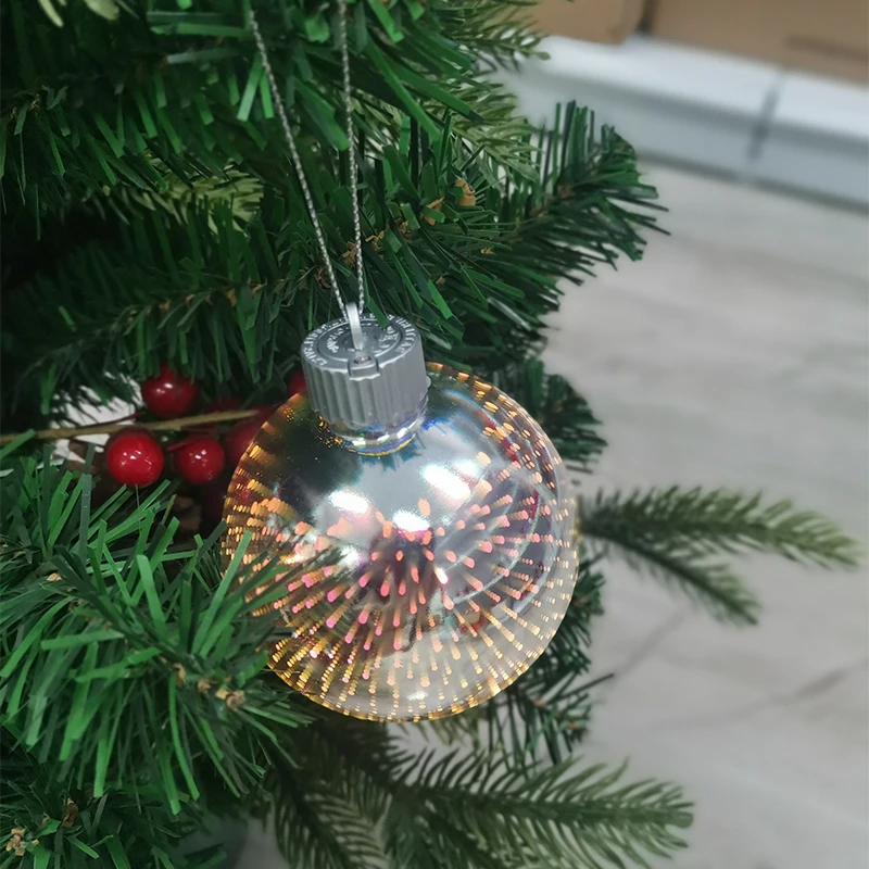 Custom DIY Glass Laser Christmas Tree Ornament with Light Battery Powered Hanging Decoration for Holiday Party