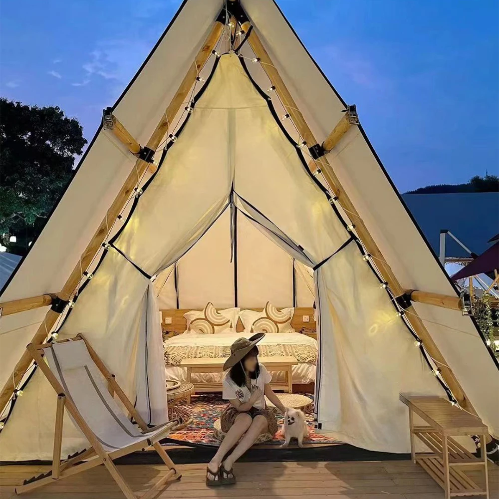 High Quality Luxury Glamping Pyramid Tent Rainproof  Outdoor Camping Bell Tent