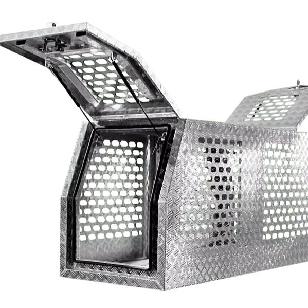 Custom Aluminum Transport Dog Box For Truck Whale Tail Handle Lock And Window