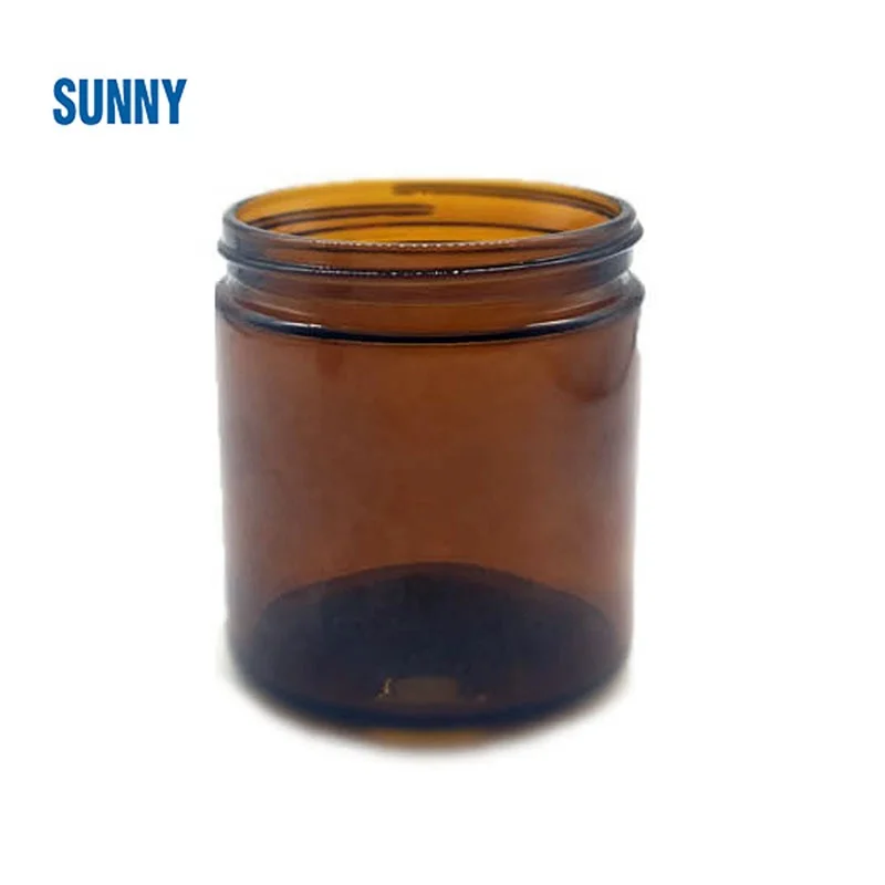 8oz 16oz 250ml 500ml 1000ml amber wide mouth glass jar with cap amber glass jar candle Empty Glass Jar With Aluminum Metal Lid