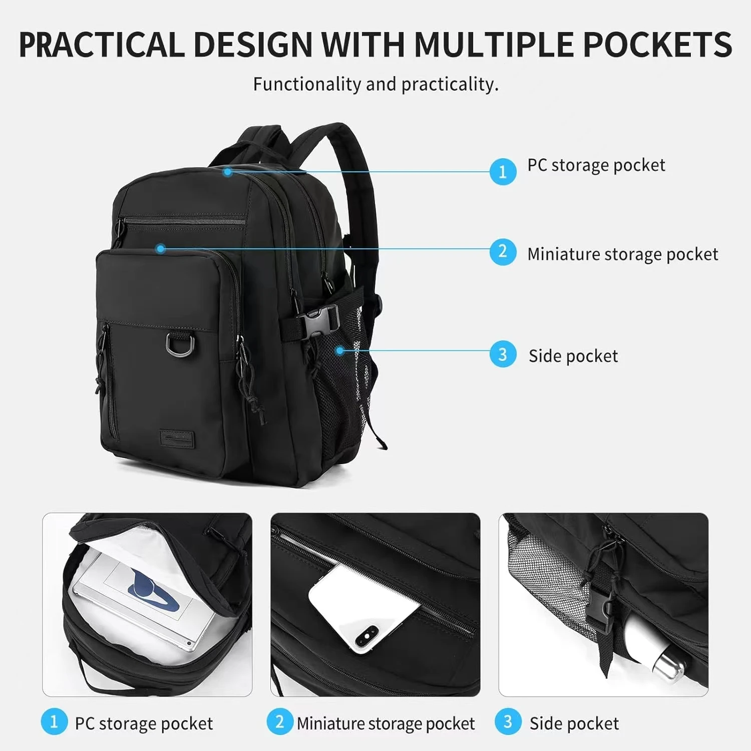 2024 Hot Sale Lightweight Casual Daypack College Laptop Backpack for Men Women Water Resistant Travel Sports Bag
