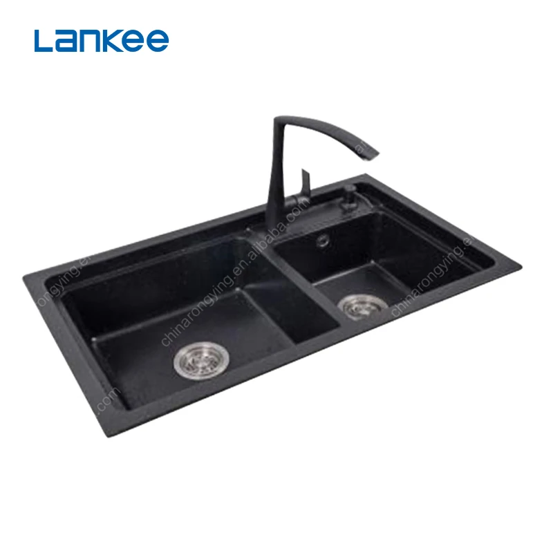 Black quartz sink,double bowl kitchen sink quartz,quartz stone kitchen sink