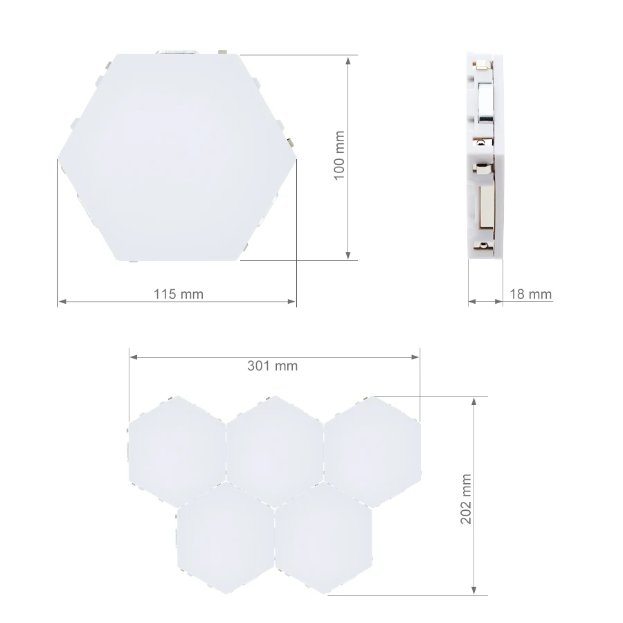 wholesale Creative DIY Decoration 6pcs/set Sensitive Sensor Modular Hexagonal Touch light Quantum Lamp led night light