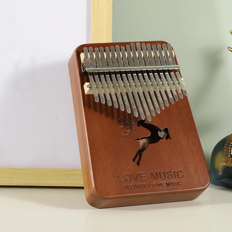 Thumb Piano Musical Instrument mahogany wood kalimba 17 key with accessories cheap price custom calimba