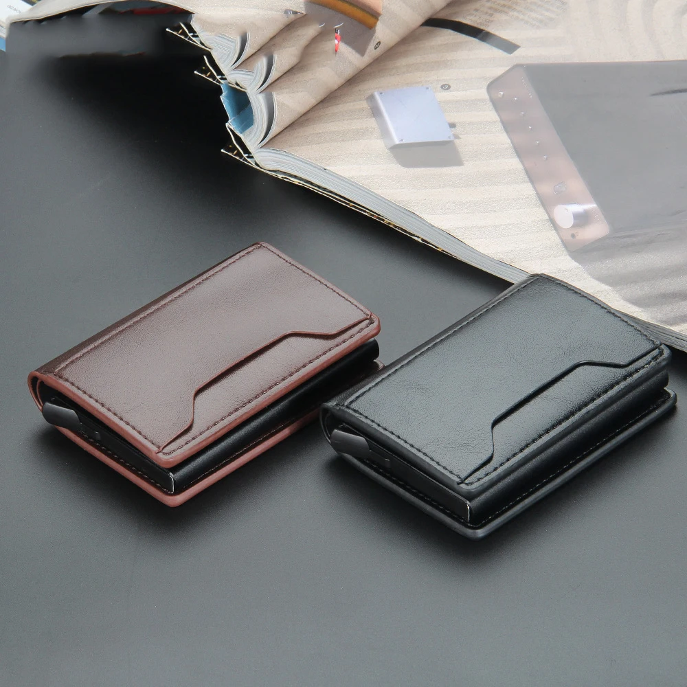 Новинка модный автоматический бумажник с выдвижным банком для мужчин Rfid блочный защищенный держатель карт минималистичный алюминиевый