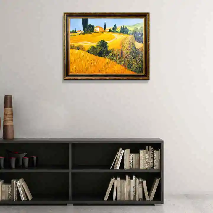 Handmade Mediterranean Rural Italian Bella Tuscany Villa Hand Painted Landscape Oil Painting