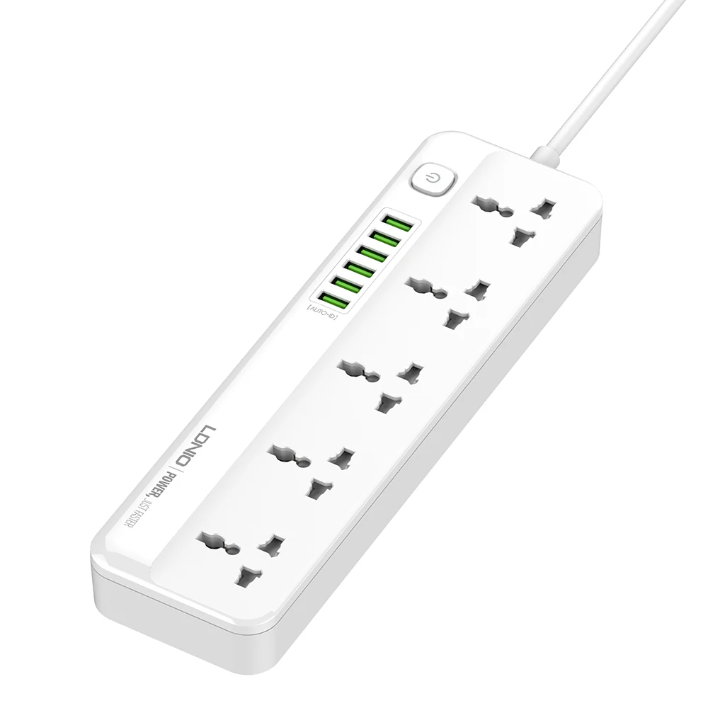 LDNIO SC5614 Power Strip Surge Protector with 5 AC Outlets and 6 USB Charging Ports 2m long extension cord for Home & Office