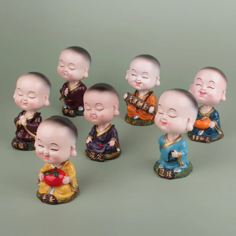 
Home Crafts Figurine Resin Little Monks Statue Baby Buddha Decor Gift 
