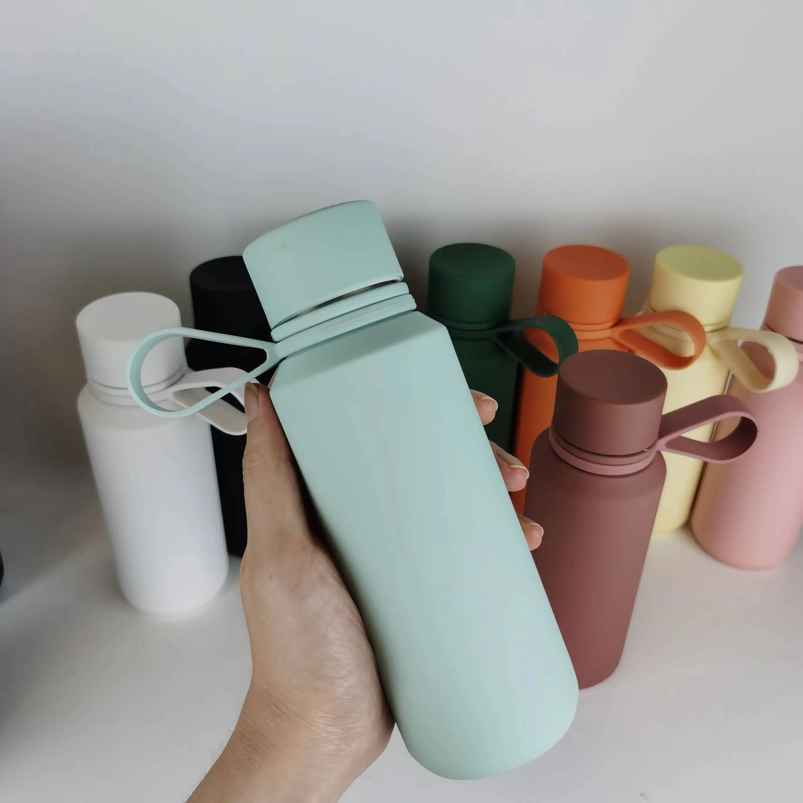 New 12oz 20oz Small Mouth Thermos Stainless Steel Bottle Rubber Paint Sports Kettle Double Wall Water Bottle with Rubber Ring