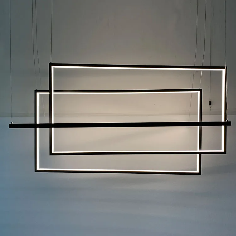 New modern style square shape chandelier led pendant light color changing indoor suspension rectangle pendant light