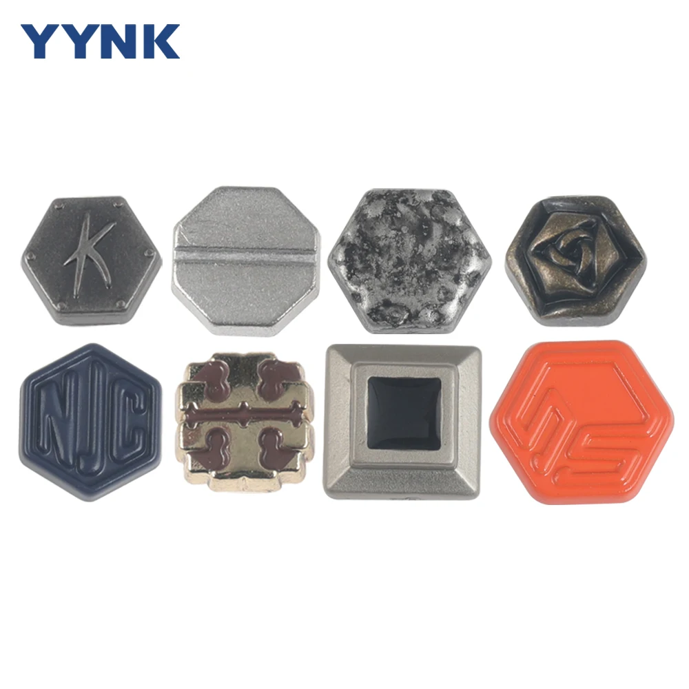 Nickle Free Plating Metal Square Rivet Studs Factory Custom Made Zinc Alloy Pocket Button for Clothes Bag Decoration