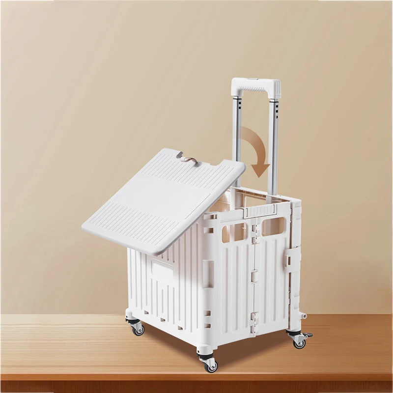 Light Weight Mini Foldable Hand Truck Shopping Cart Plastic Portable Folding trolley with 4 Wheels