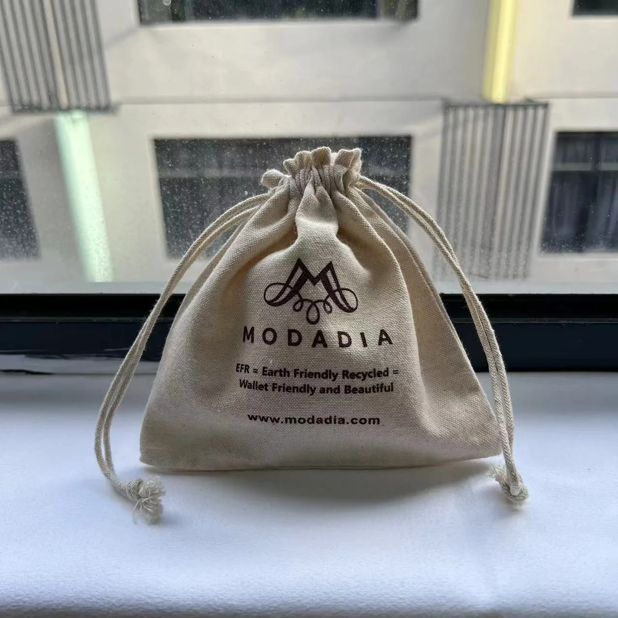 Natural Color Personalized Logo Gift Pouch Cotton Canvas Drawstring Pouch Gift Jewelry Packaging Bags