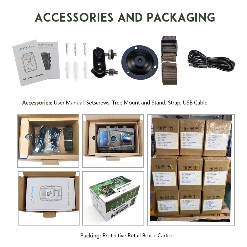 0.2S-0.6S Fast Trigger Scouting Game Camera With 2.4Inch LCD Screen IP56 Waterproof  Hunting Trail Cam 1080P 12 Megapixel