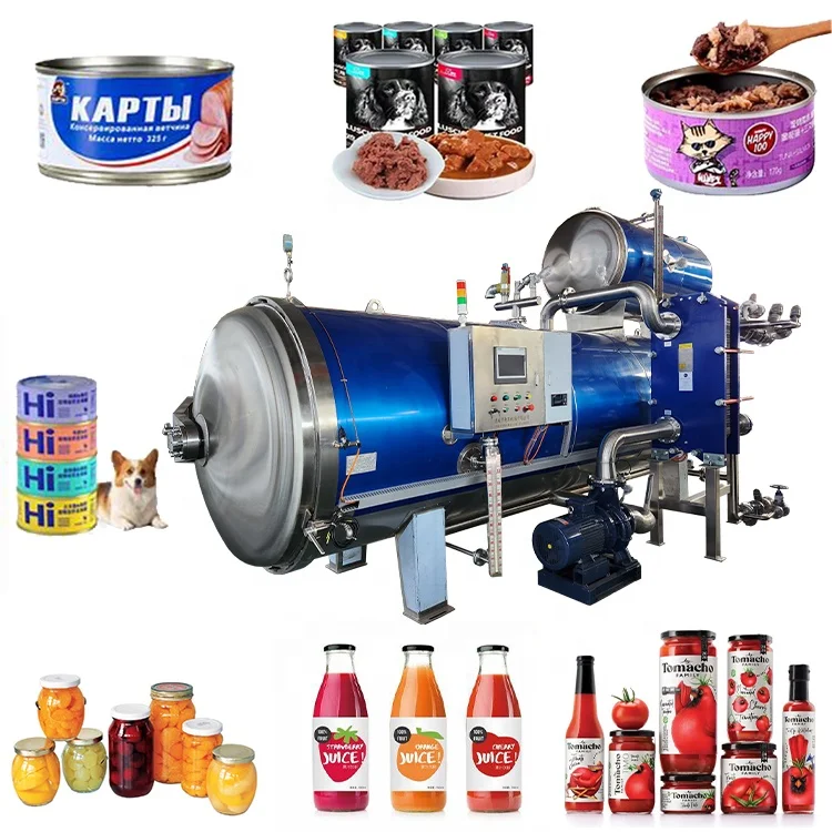 Autoclave bottle pasteurization machine Water spray rotary retort canned food sterilization machine