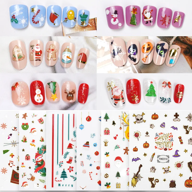 Christmas nail stickers 2021 art nail stickers art halloween 3d nail sticker