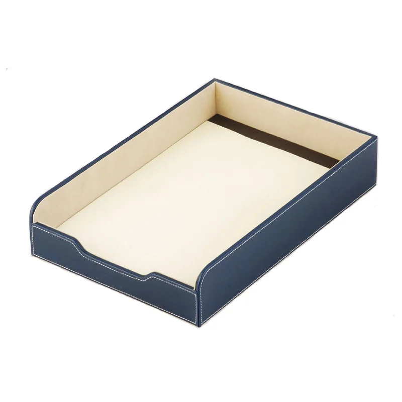 Arabic Navy Blue Executive Office Leather Desktop Stationery Desk Set 5pcs