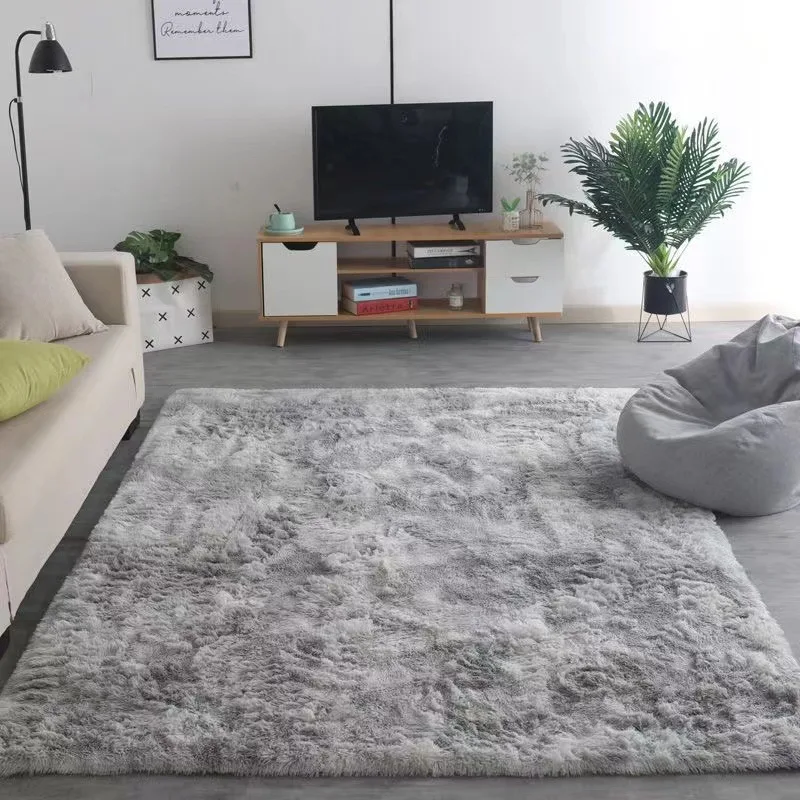 Cheap Fake Silk Wool Fur  Luxury Large Size Carpet Floor Mat Tie-Dyed Shaggy Carpet for Car and Living Room Non-Slip Rug