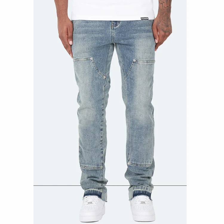 Diznew Wholesale Double Knee Custom Carpenter Denim Pant Trending Jeans for Men Denim Cargo Pants