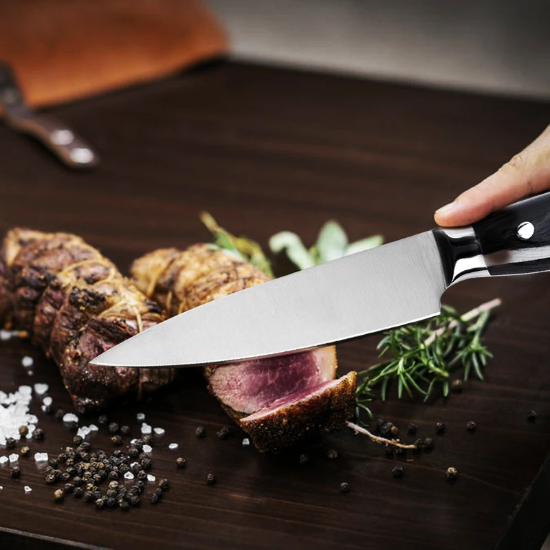 High Grade Type Stainless Steel Kitchen Chef Knife Black Pakka Wood Handle With 5Cr15 Blade Germany Standard