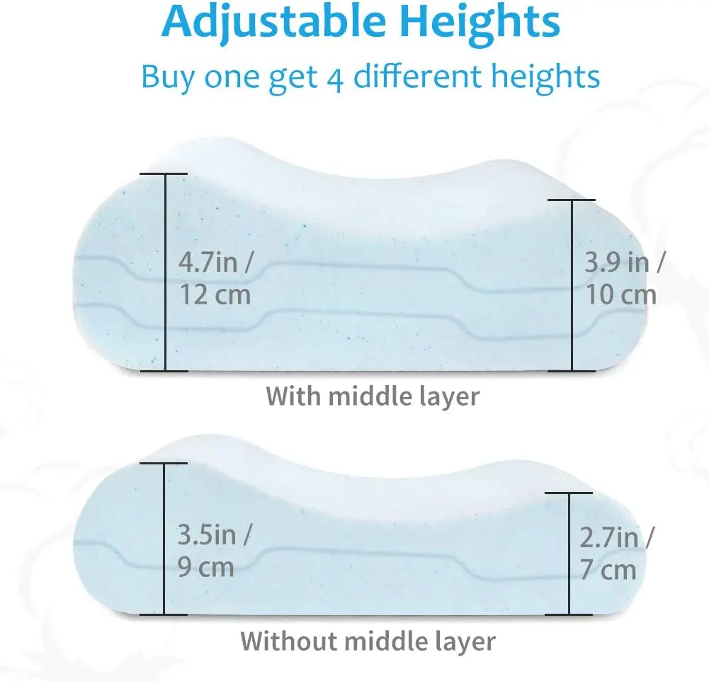 Adjustable Height Pillow Soft Slow Rebound Memory Foam Pillow with Bamboo Fiber Cover