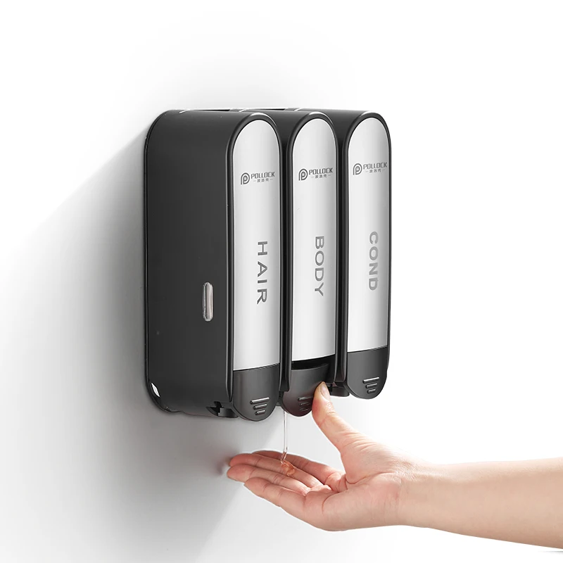 3 chamber abs wall mounted cute blacksoap dispenser for toilet