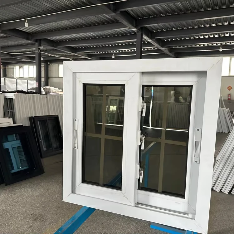 Hot Sale Thermal Break UPVC Framed  UPVC brown color sliding window