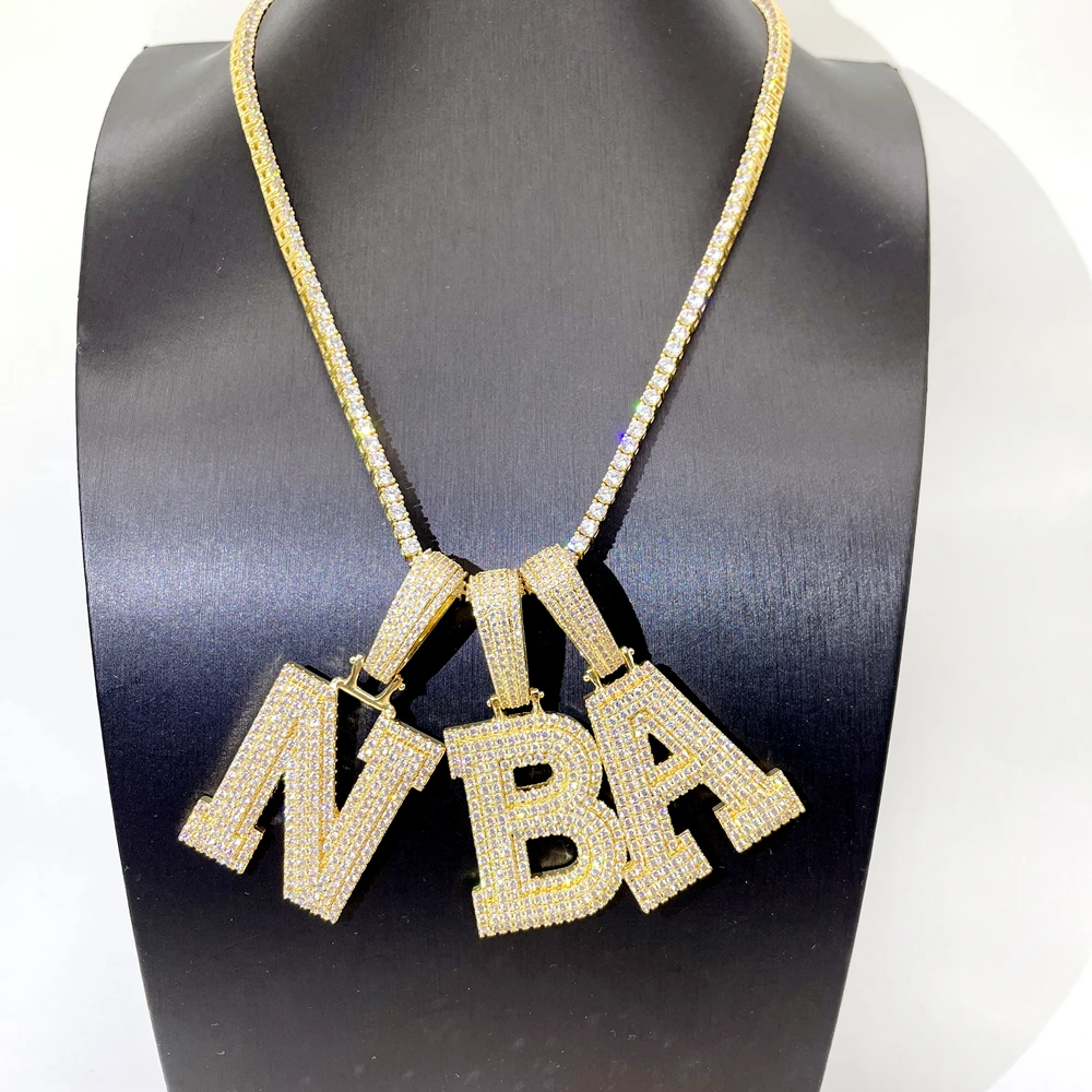 hip hop jewelry buss down pendant s925 with vvs moissanite custom alphabet letter pendant diamond alphabets pendant