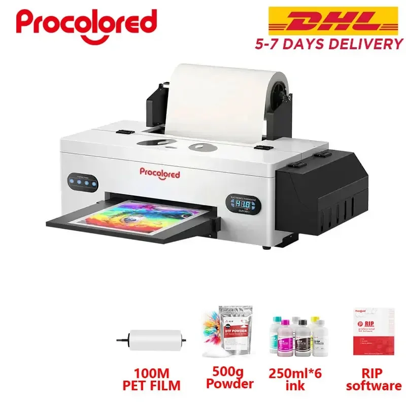 Free Shipping Procolored Small Dtf Printer A3 XP600 DTF L1800 With Heat Press Machine And Oven For Tshirt Hoodies Printing