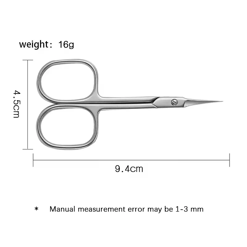 Stainless Steel Professional Cuticle Cutter Manicure Russian Curved Tip Nail Scissors For Dead Skin