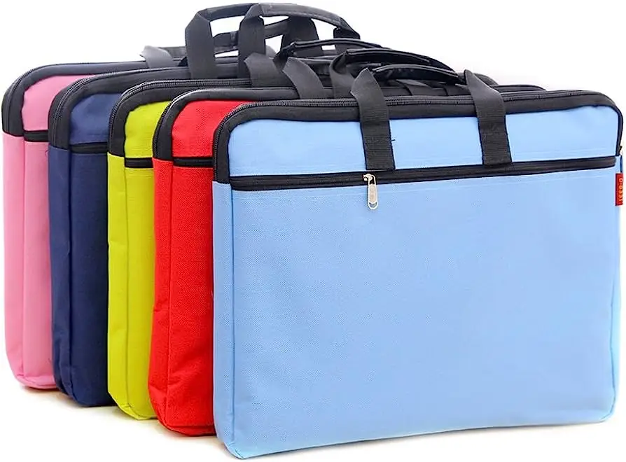 Oxford File Bag with Handle A4 Paper Size Oxford File Wallet Briefcase Accordion File Folder Storage Bag