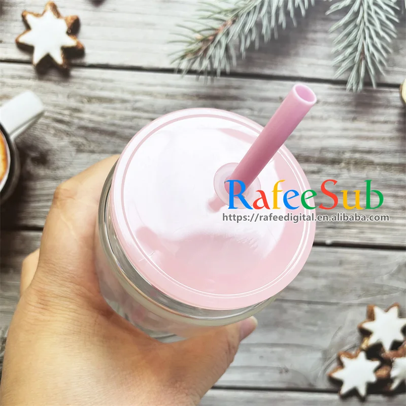 USA Warehouse 16oz 16 oz Pre-drilled Hole Double Wall Blank Sublimation Snow Globe Snowglobe Glass Beer Can with Color Lid Straw