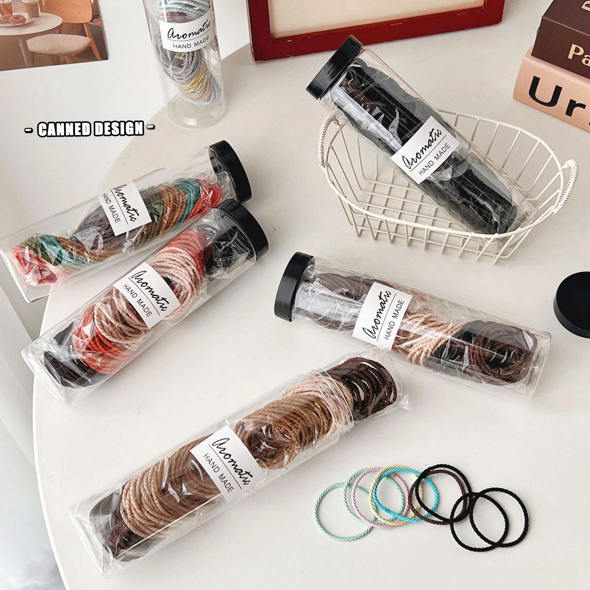 Wholesale 100pcs/Can Cute Girl Seamless Rope Hair Elastics Bands Colorful Hair Ties Hairbands Hair Ring For Women