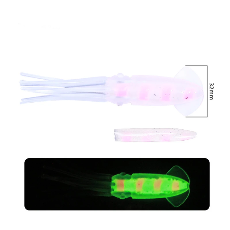 SNEDA Squid Lures Saltwater Luminous Squid Soft Fishing  11.6cm 10g PVC/Silica Gel Lighted Artificial Bait
