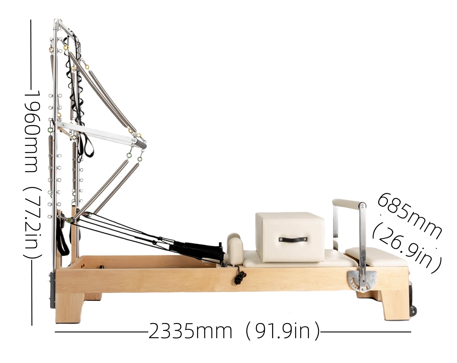 portable commercial studio home black alloy machine wood Pilates reformer with tower
