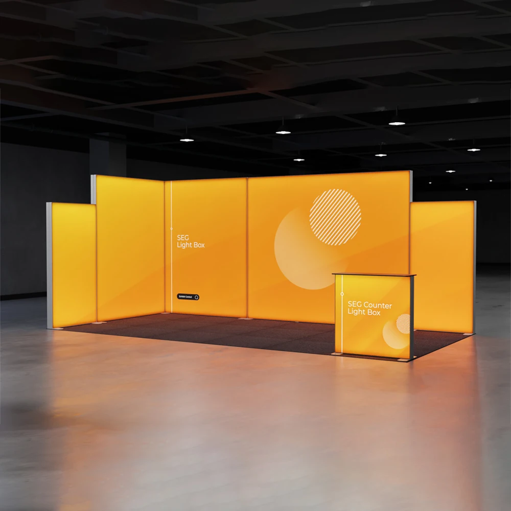 Floor advertising Standing Backlit booth Tension Fabric Modern Exhibition Light Box 20x20 Trade Show Booth Display 3*3m