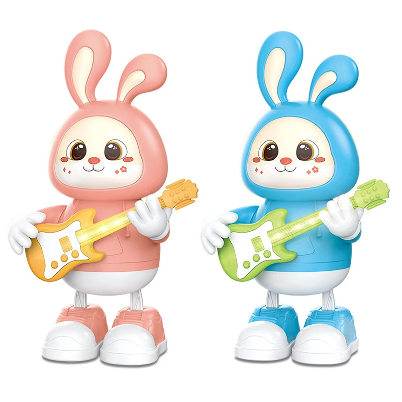 B/O Plastic cartoon cute guitarist electric animal rabbit toys for kids