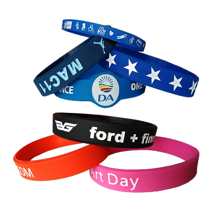 Free Logo Design Wristband Manufacture Custom Rubber Bracelet Elastic Wrist Band Silicone Wristbands