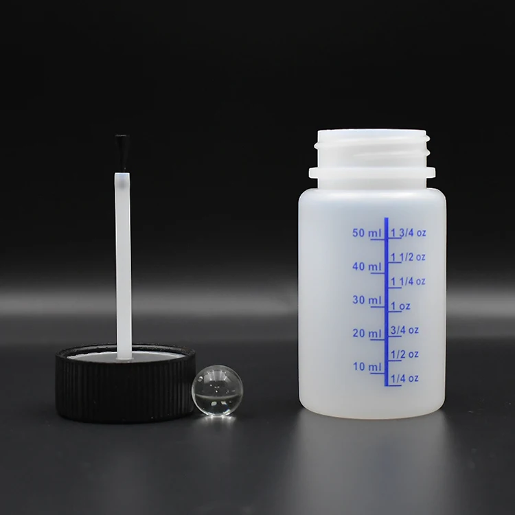 Custom Repair Car Paint 50ml HDPE Natural Color Touch up paint bottle pen with Scale Measuring With Child Resistant Brush Caps