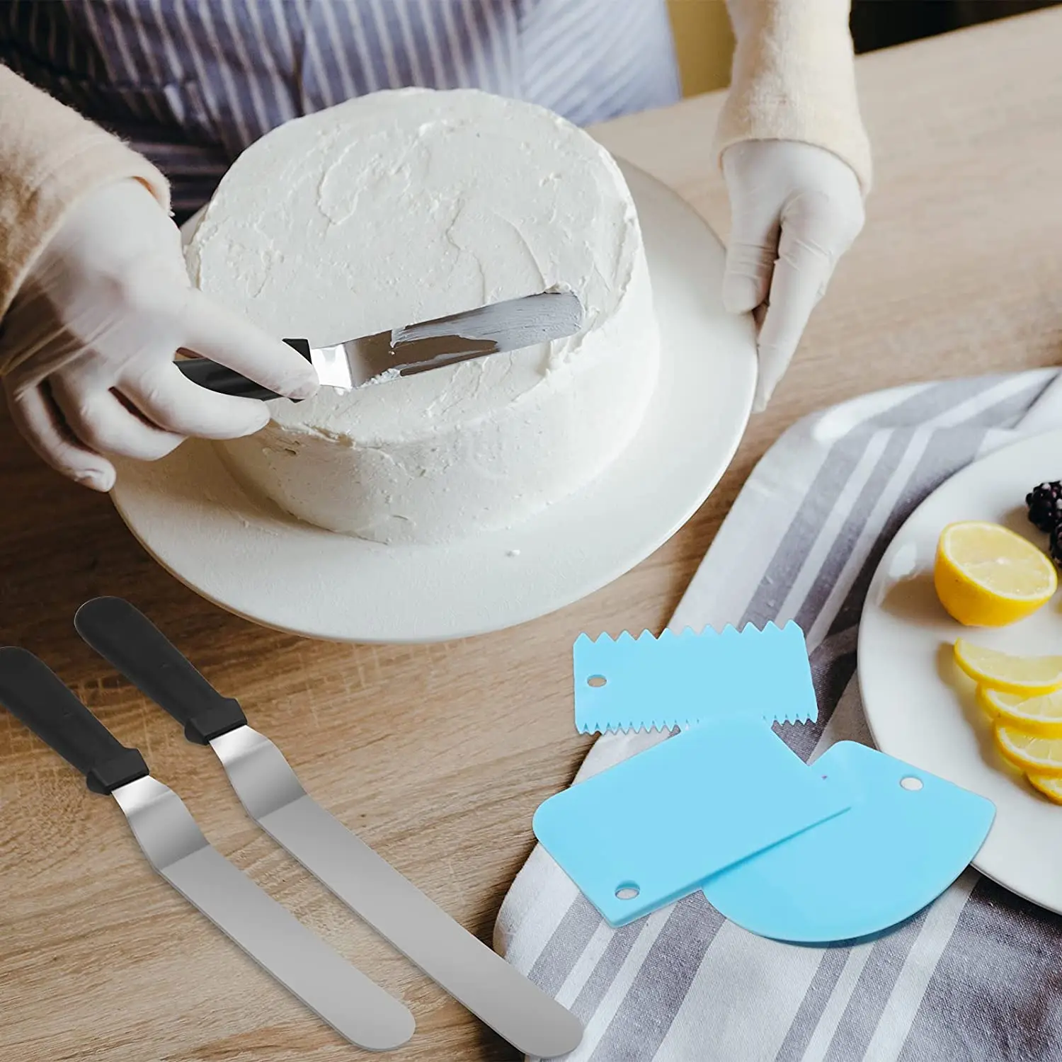 Stainless Steel Blades Cake Decorating Tools Cake Spatulas Icing Spatula Set with 6 8 10 Inch