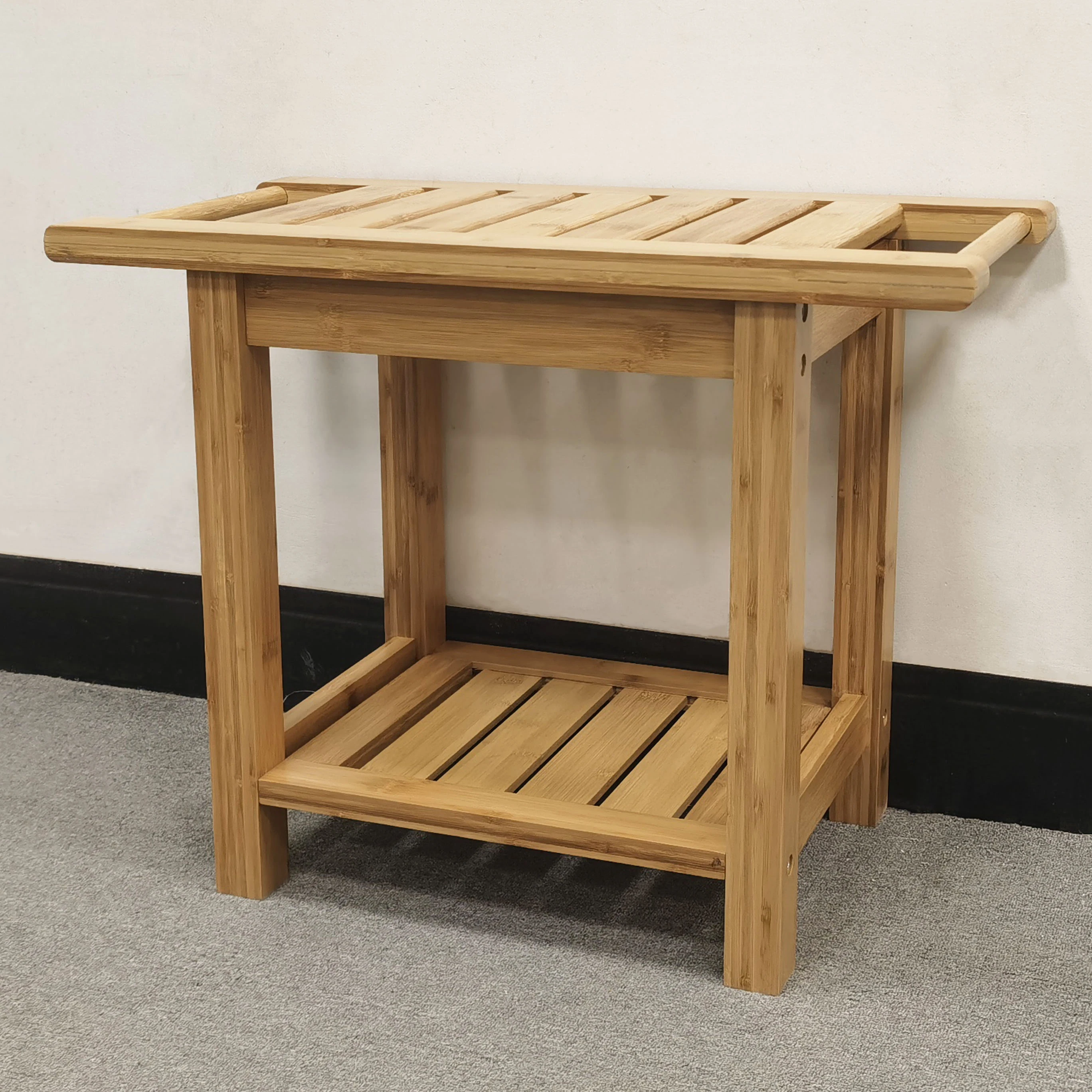 Заводская поставка, Бамбуковая душевая скамейка и бамбуковый душевой коврик, стойка-органайзер для спа-ванны