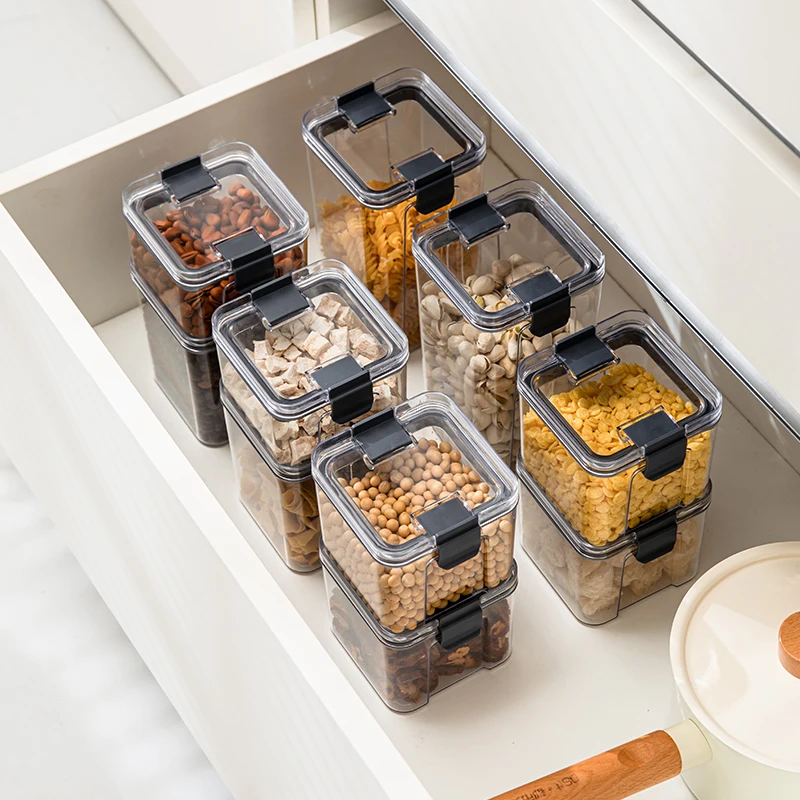 Home pantry organization 6-PACK acrylic plastic refrigerator fridge organizer cereal dispenser box airtight food container